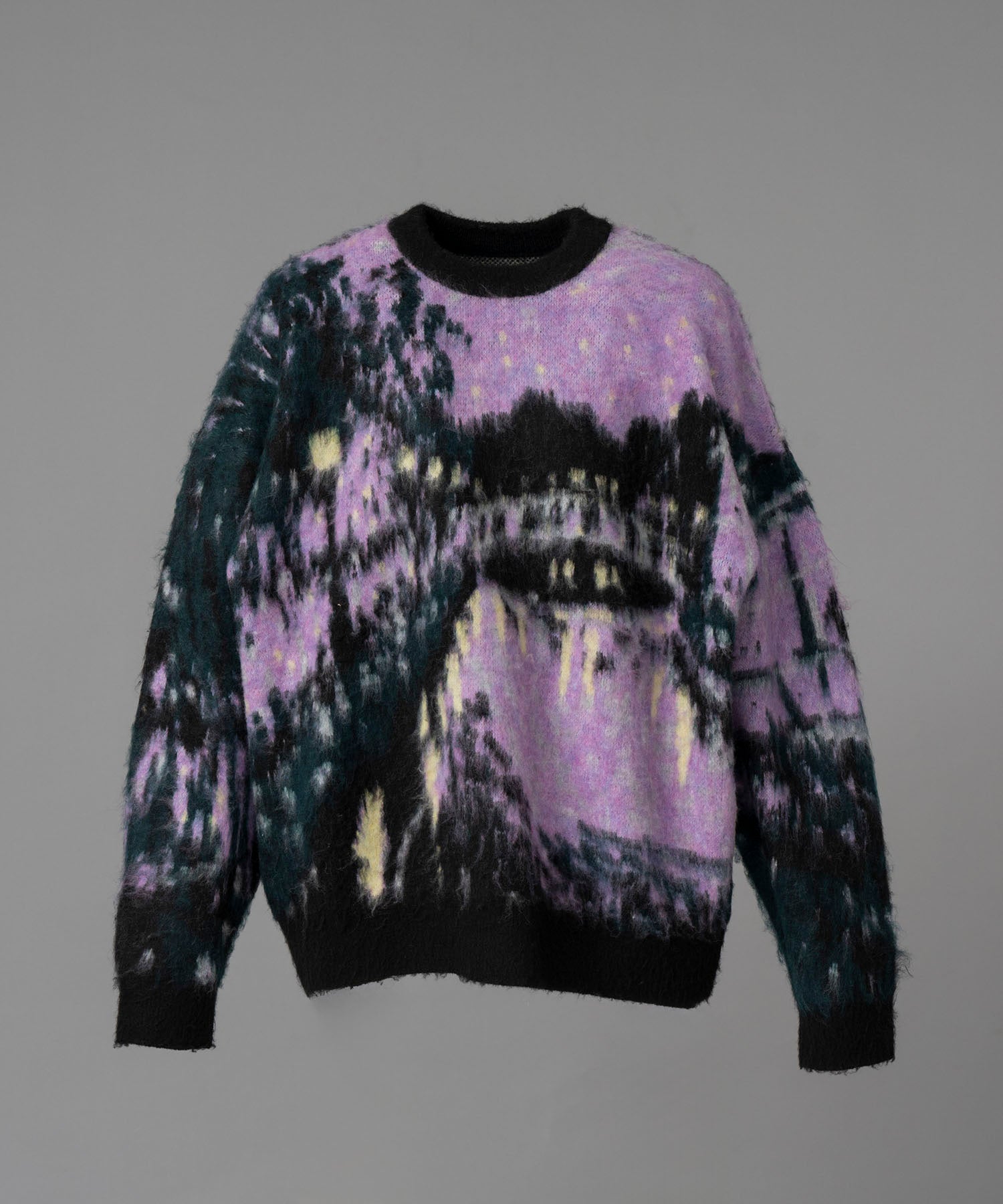 Prime-Over Landscape Painting Crew Neck Knit Pullover