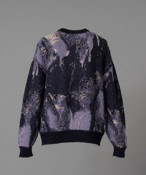 【24AW PRE-ORDER】Prime-Over Abstract Mohair Shaggy Crew Neck Knit Pullover