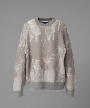 【24AW PRE-ORDER】Prime-Over Abstract Mohair Shaggy Crew Neck Knit Pullover