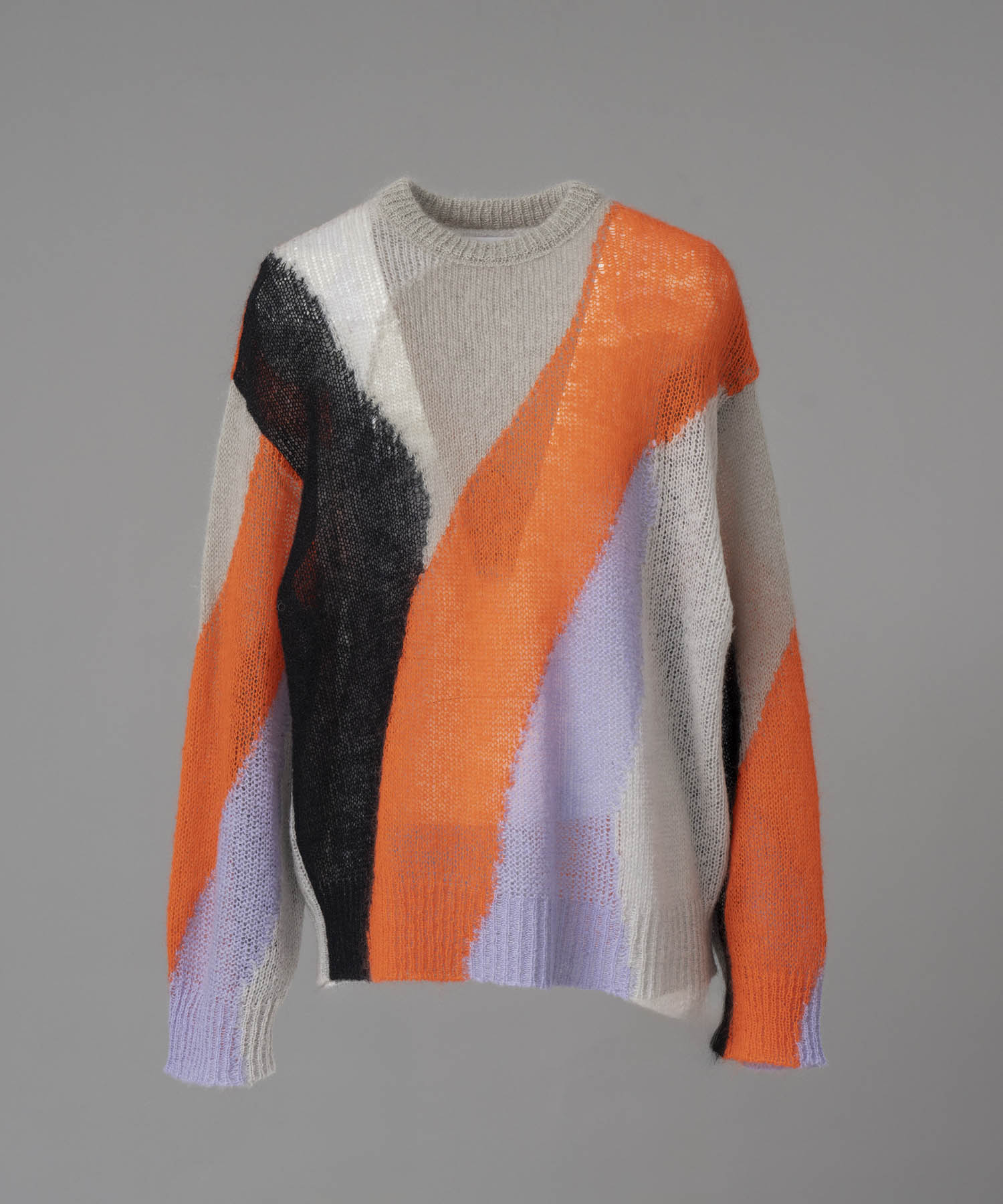 【24AW PRE-ORDER】Prime-Over Mohair Mixed Color Block Intarsia Knit Pullover