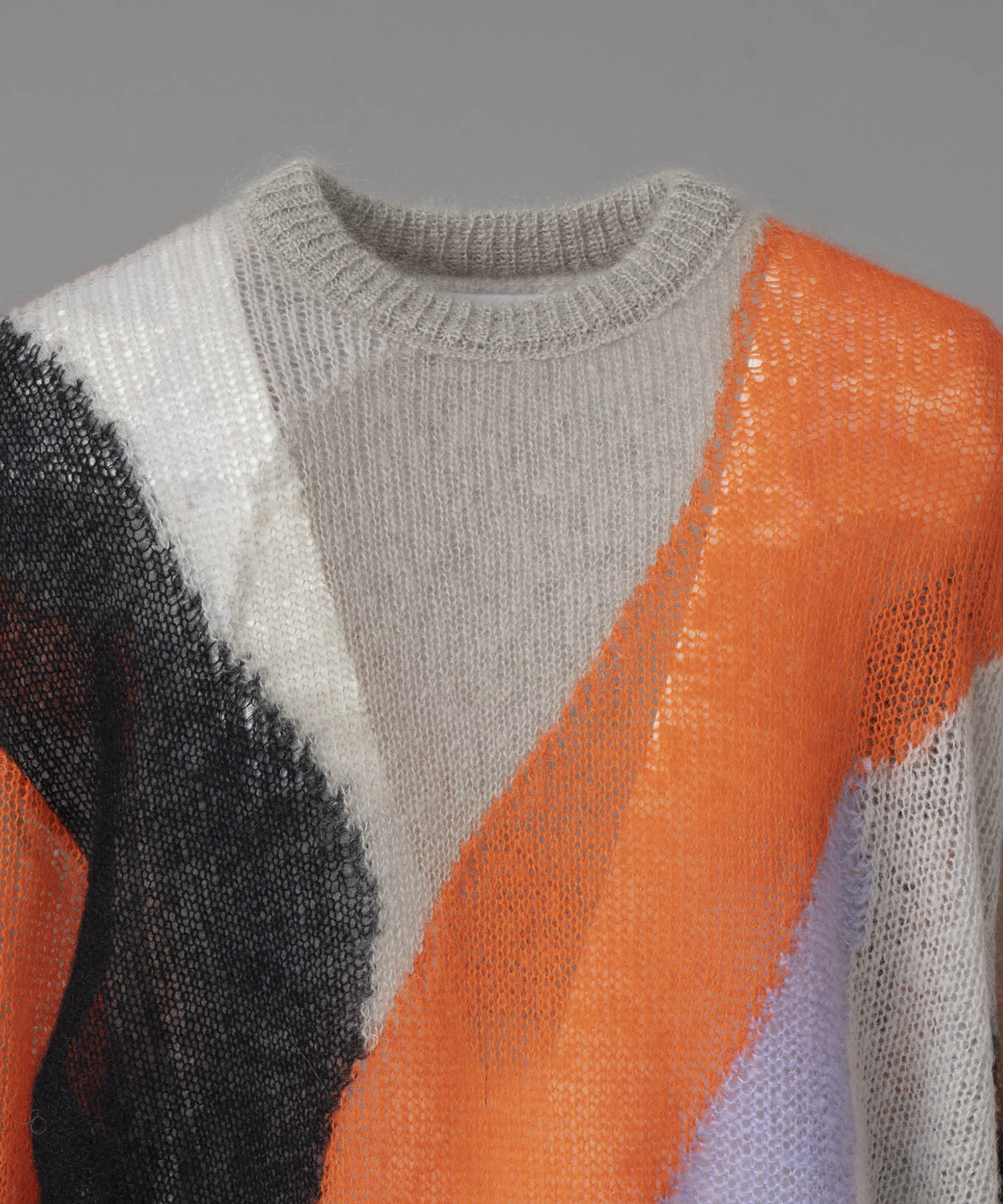 【24AW PRE-ORDER】Prime-Over Mohair Mixed Color Block Intarsia Knit Pullover