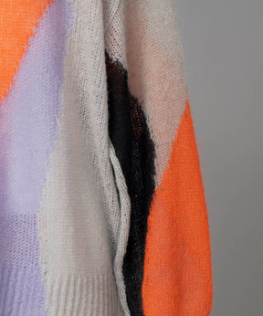 【24AW PRE-ORDER】Prime-Over Mohair Mixed Color Block Intarsia Knit Pullover