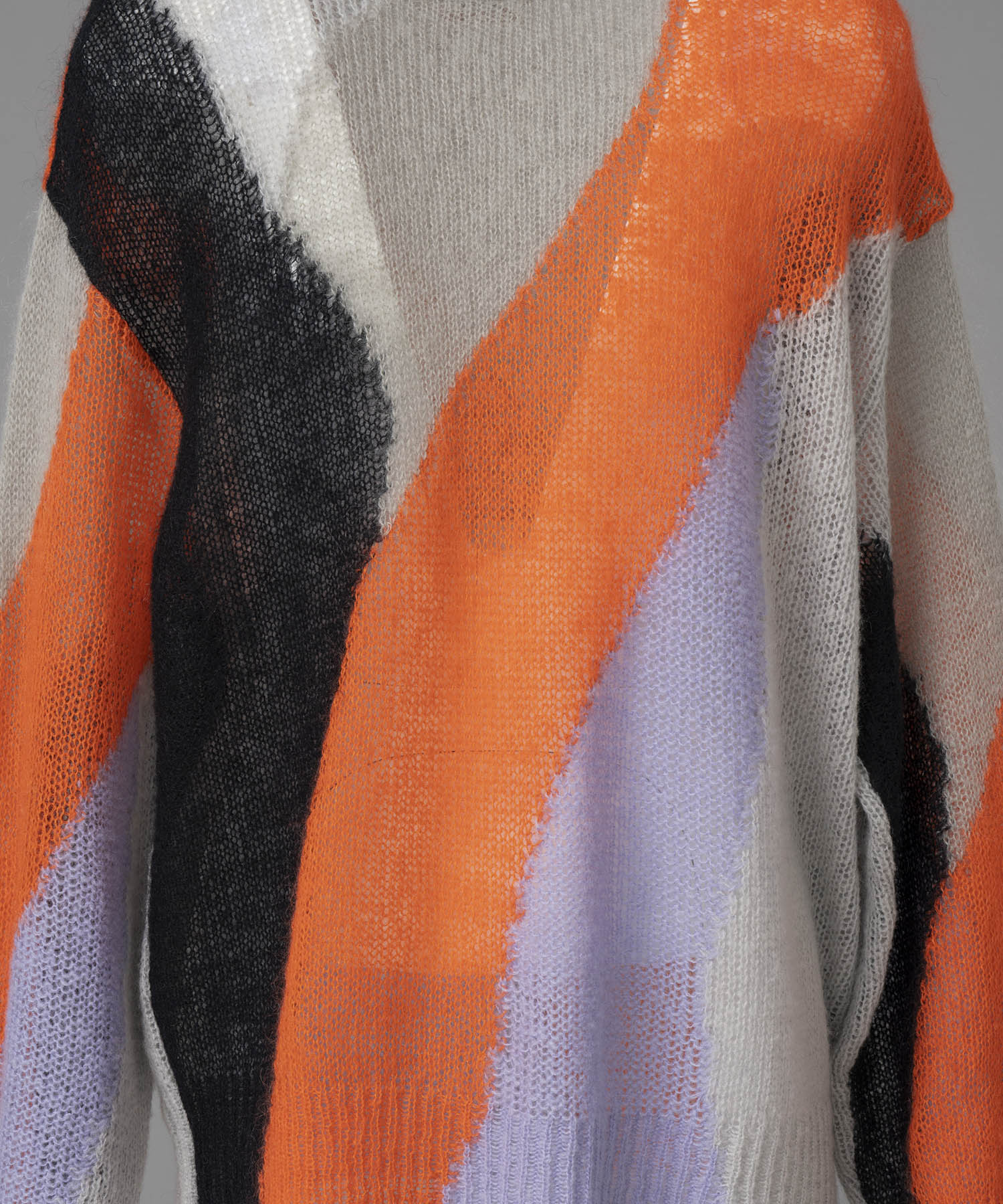 【24AW PRE-ORDER】Prime-Over Mohair Mixed Color Block Intarsia Knit Pullover