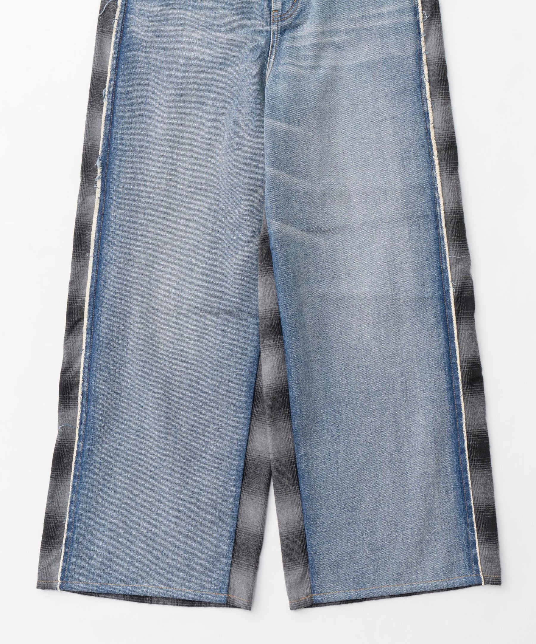 【PRE-ORDER】Plaid Pattern Bicolor Denim Pants