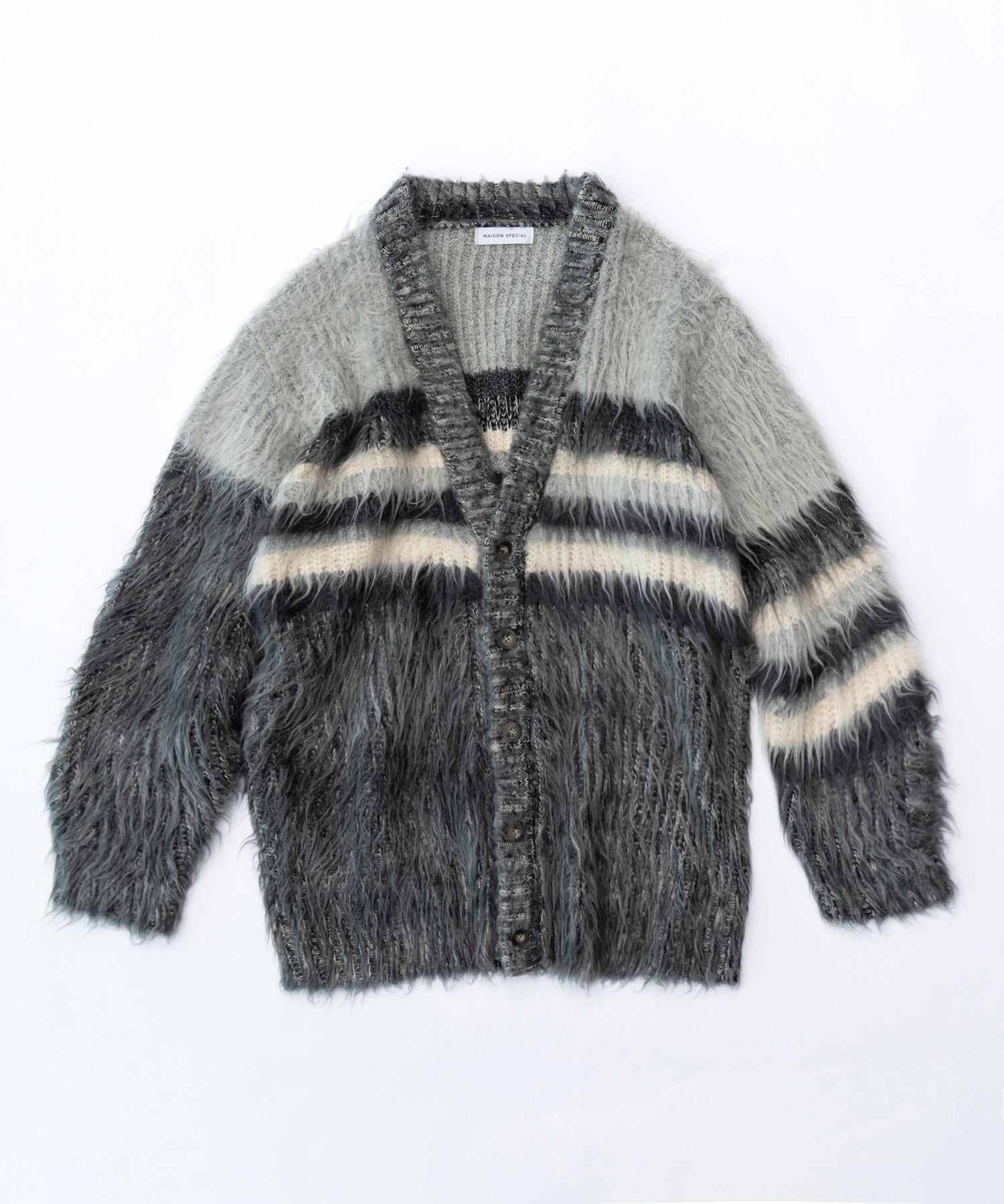 【SALE】Multi Border Shaggy Cardigan