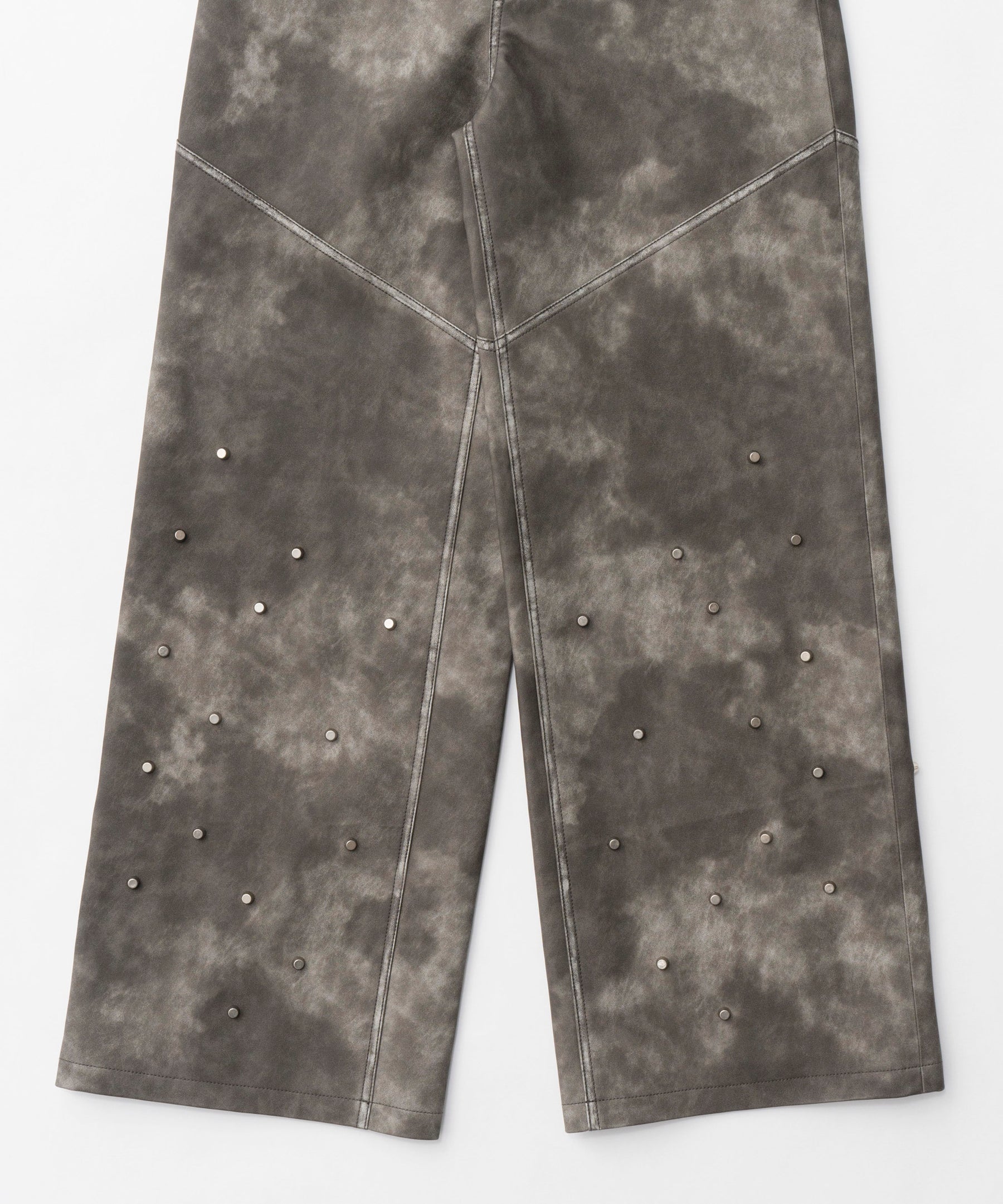 Studs Vegan Leather Straight Pants