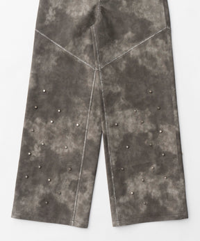 Studs Vegan Leather Straight Pants