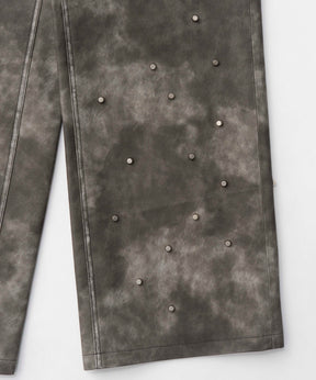 Studs Vegan Leather Straight Pants