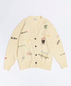 Life Word Embroidery Knit Cardigan