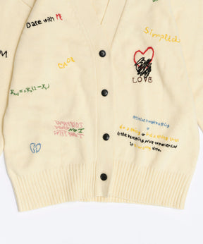 Life Word Embroidery Knit Cardigan