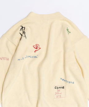 Life Word Embroidery Knit Cardigan