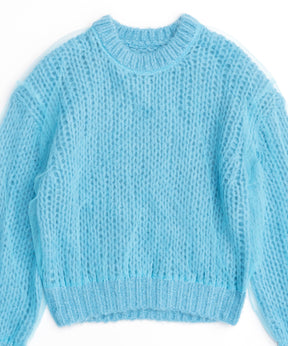 Tulle Layered Low Gauge Reversible Knit Pullover