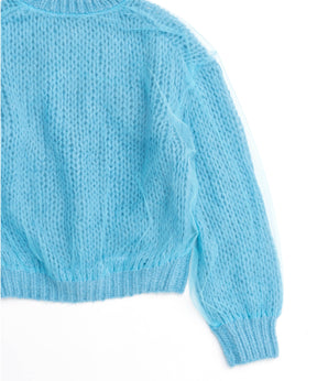 Tulle Layered Low Gauge Reversible Knit Pullover