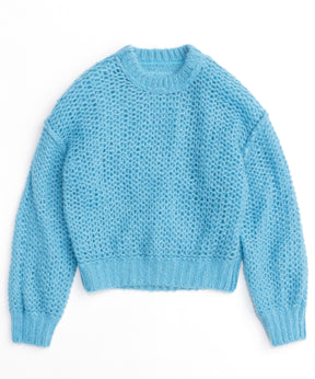 Tulle Layered Low Gauge Reversible Knit Pullover