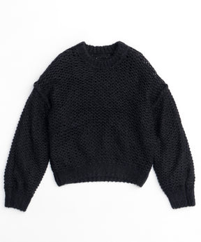 Tulle Layered Low Gauge Reversible Knit Pullover