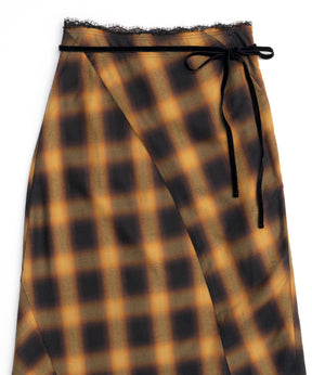 Checkered Bias Seam Midi Skirt