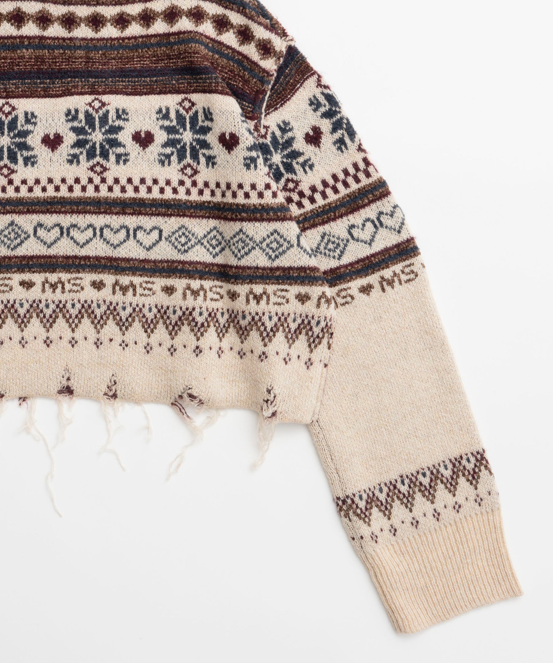 Nordic Pattern Half Zip Knit Tops