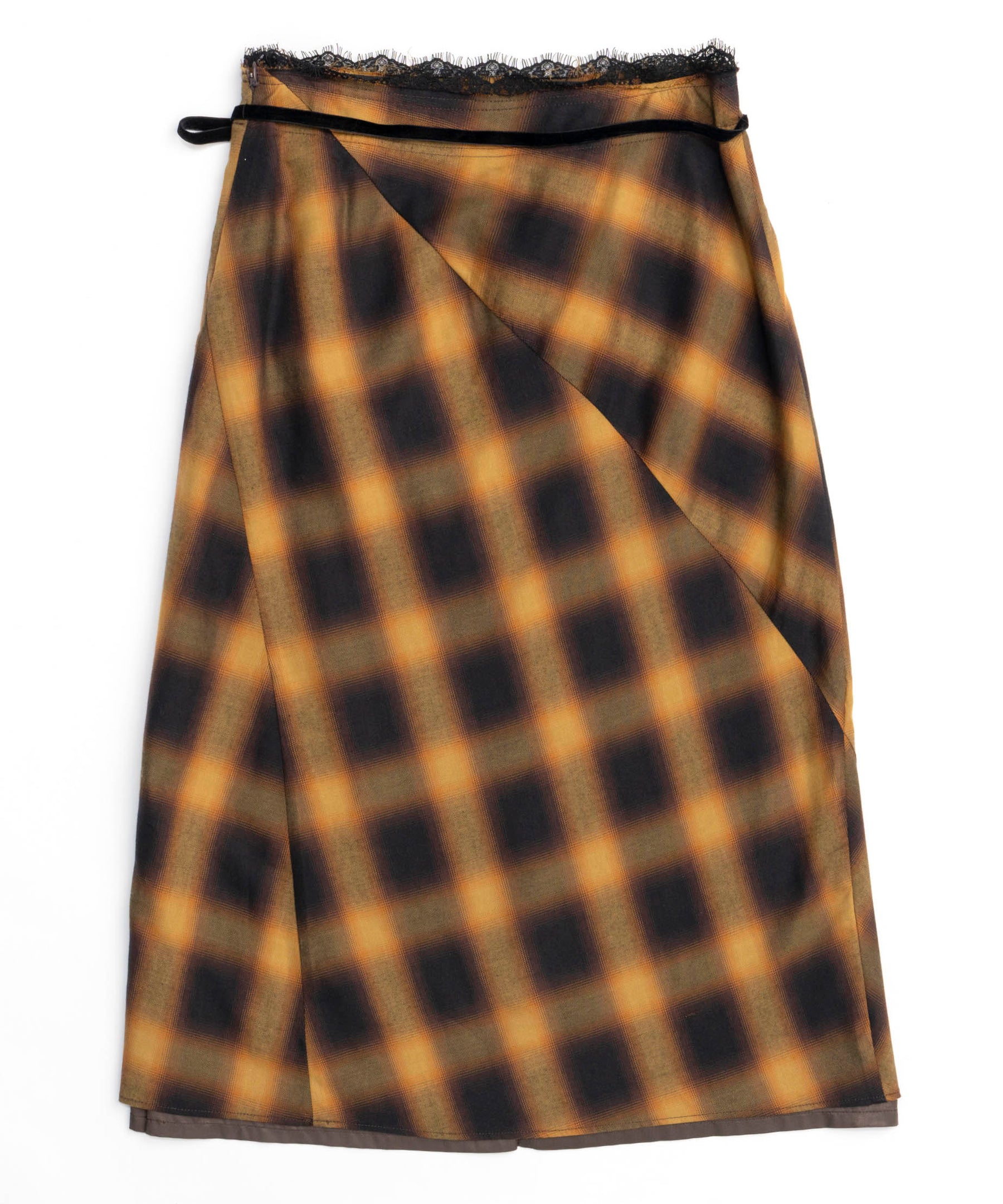 Checkered Bias Seam Midi Skirt