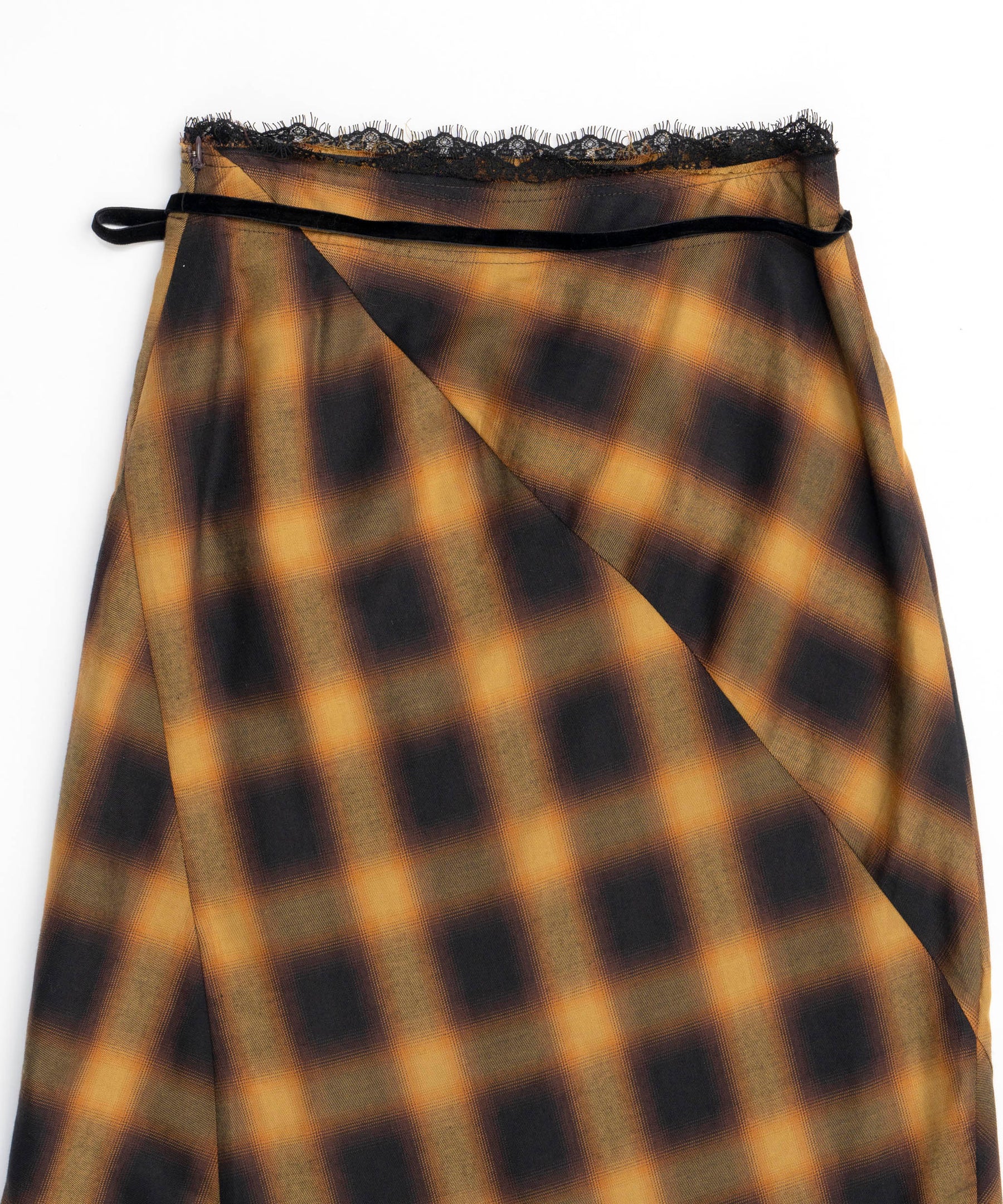 Checkered Bias Seam Midi Skirt