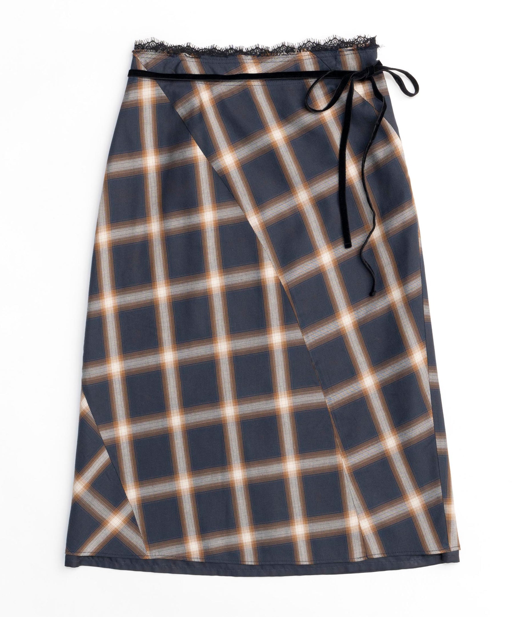 Checkered Bias Seam Midi Skirt