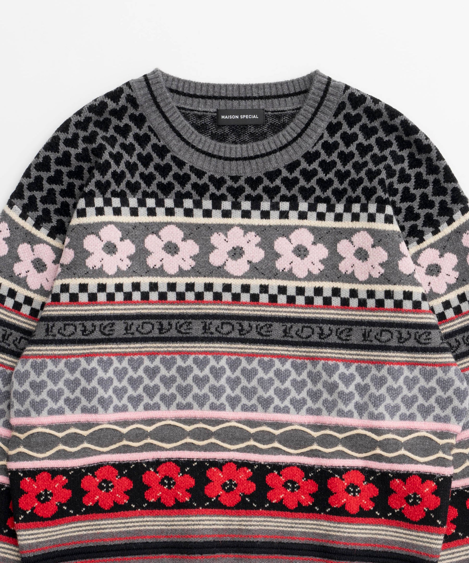 Floral Pattern Jacquard Knit Tops