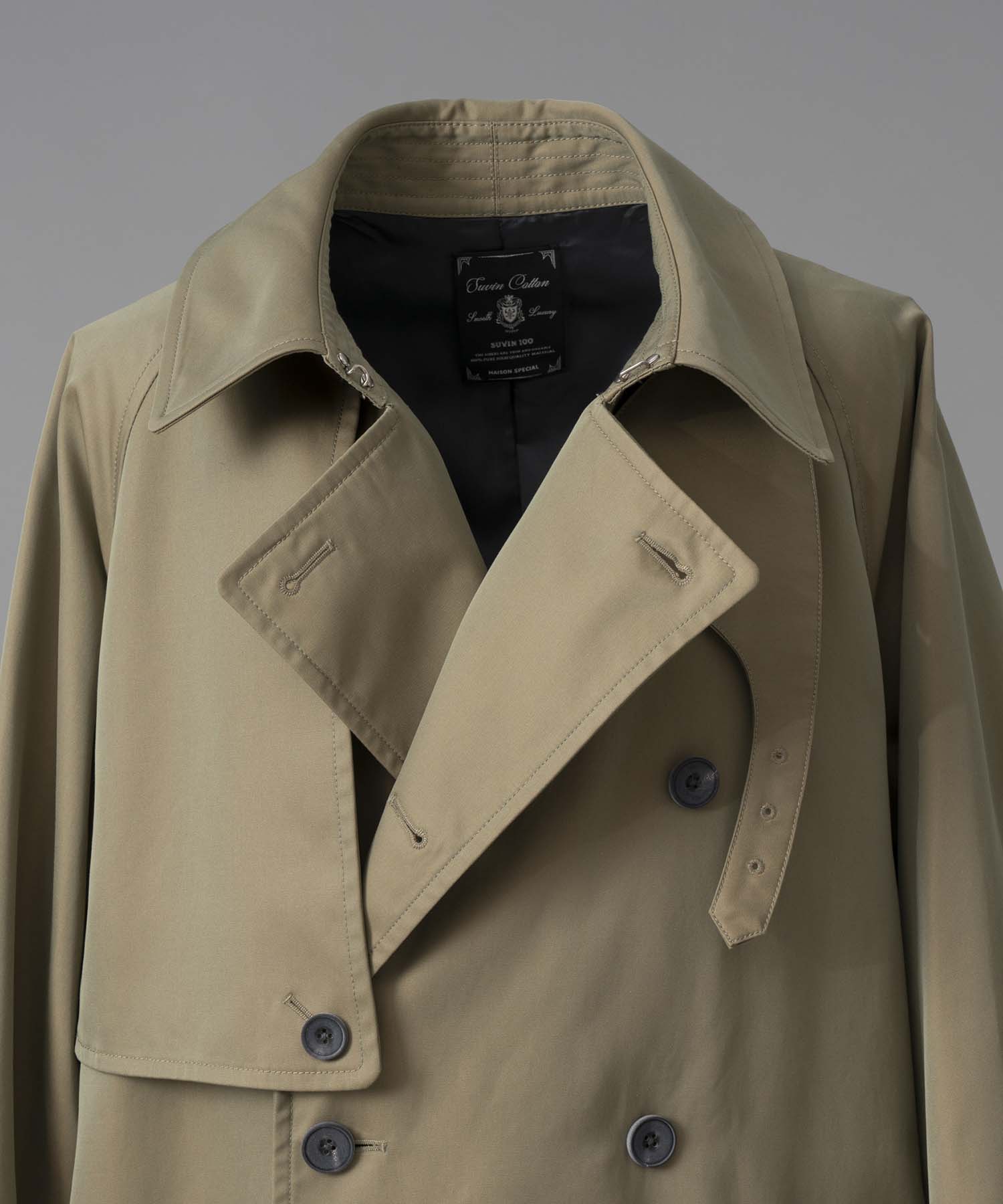 120/2/2 Suvin Cotton Gabardine Prime-Over Trench Coat