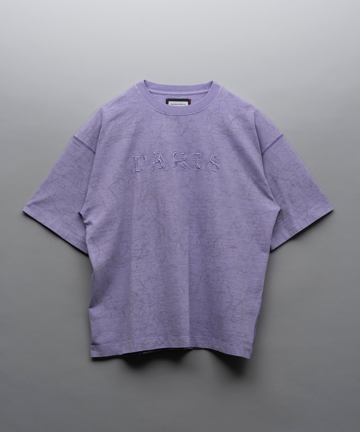 「PARIS」Embroidery Prime-Over Pigment Crew Neck T-Shirt