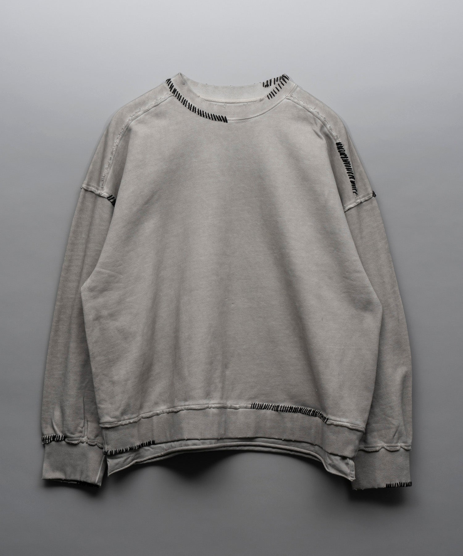 Heavy-Weight Sweat Embroidery Damage Over-Dye Crew Neck Pullover