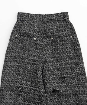 【SALE】Tweed Distressed Wide Pants