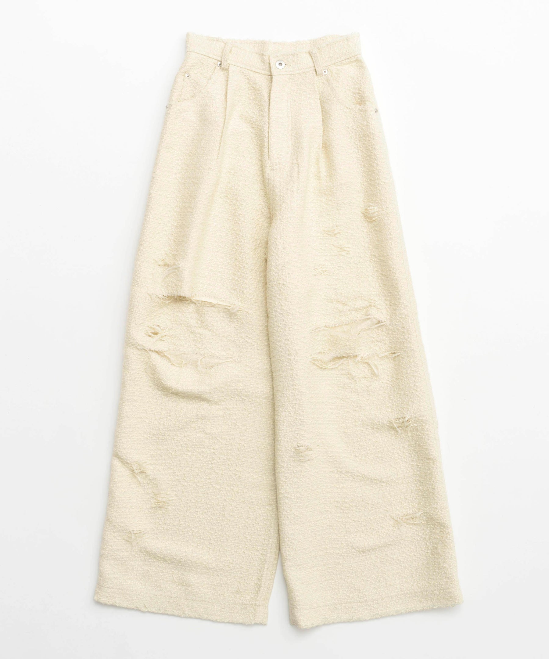 【SALE】Tweed Distressed Wide Pants