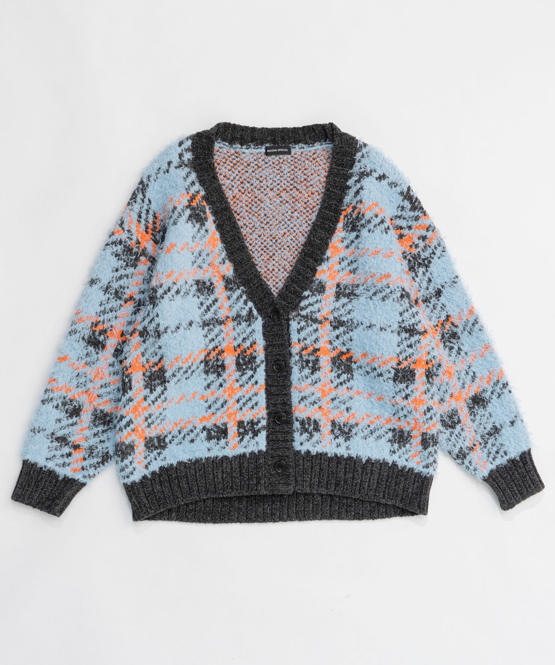 Plaid Jacquard Knit Cardigan