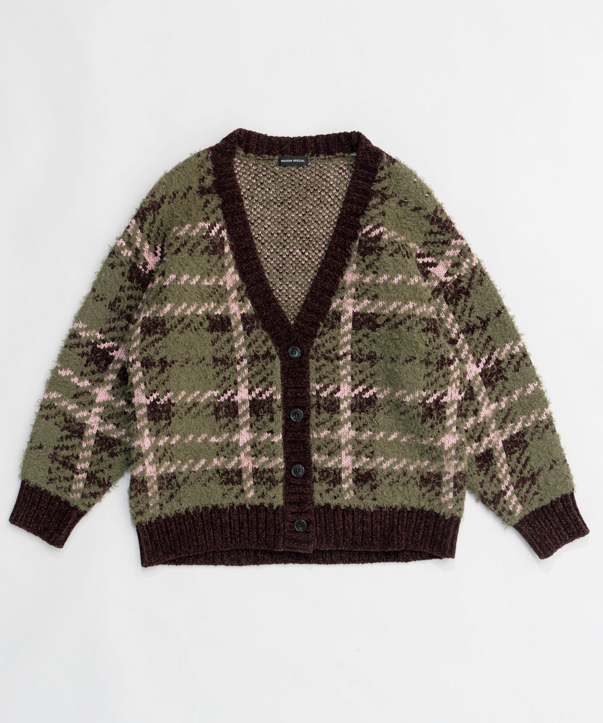 Plaid Jacquard Knit Cardigan