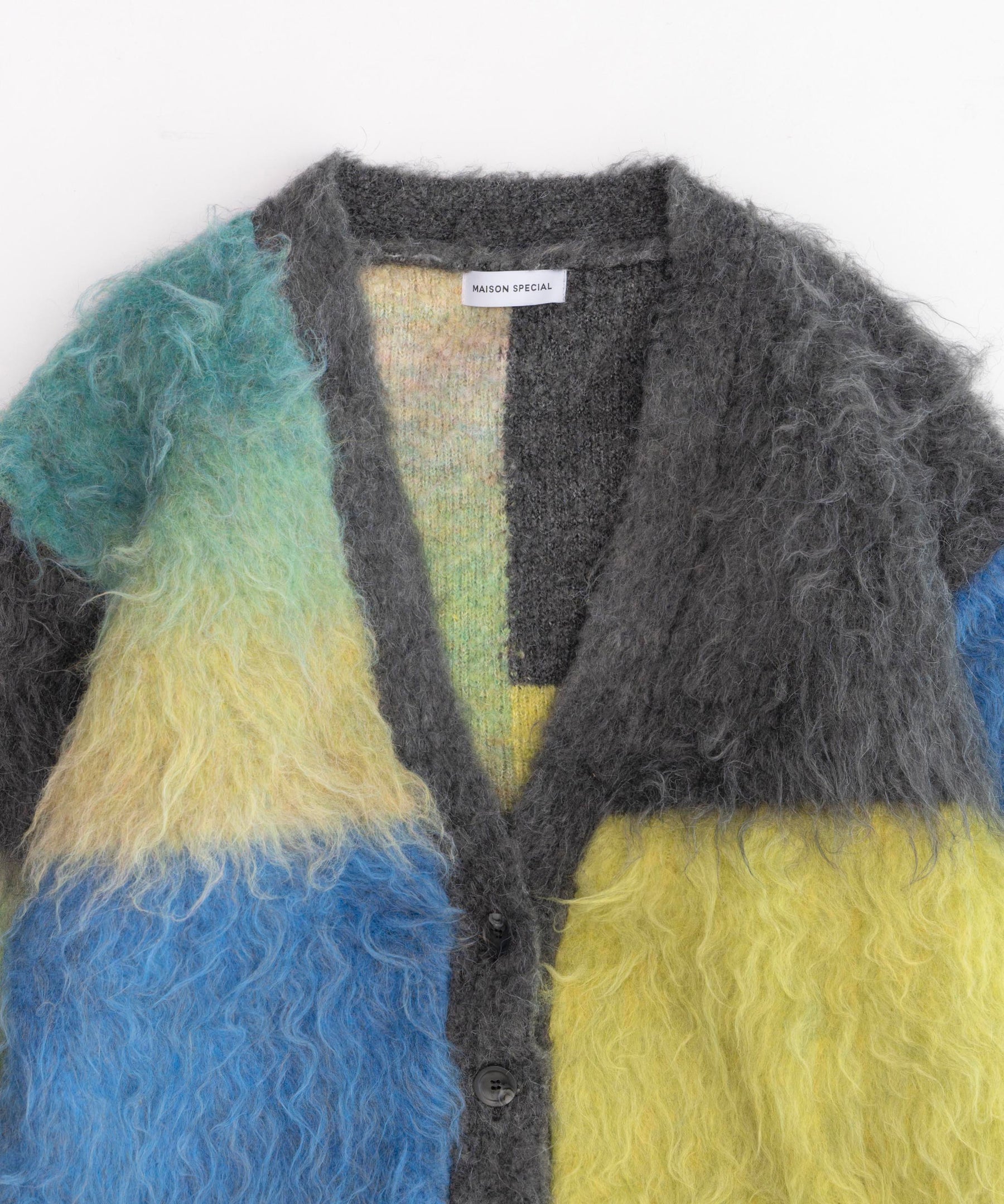 【SALE】Block Switching Shaggy Knit Cardigan