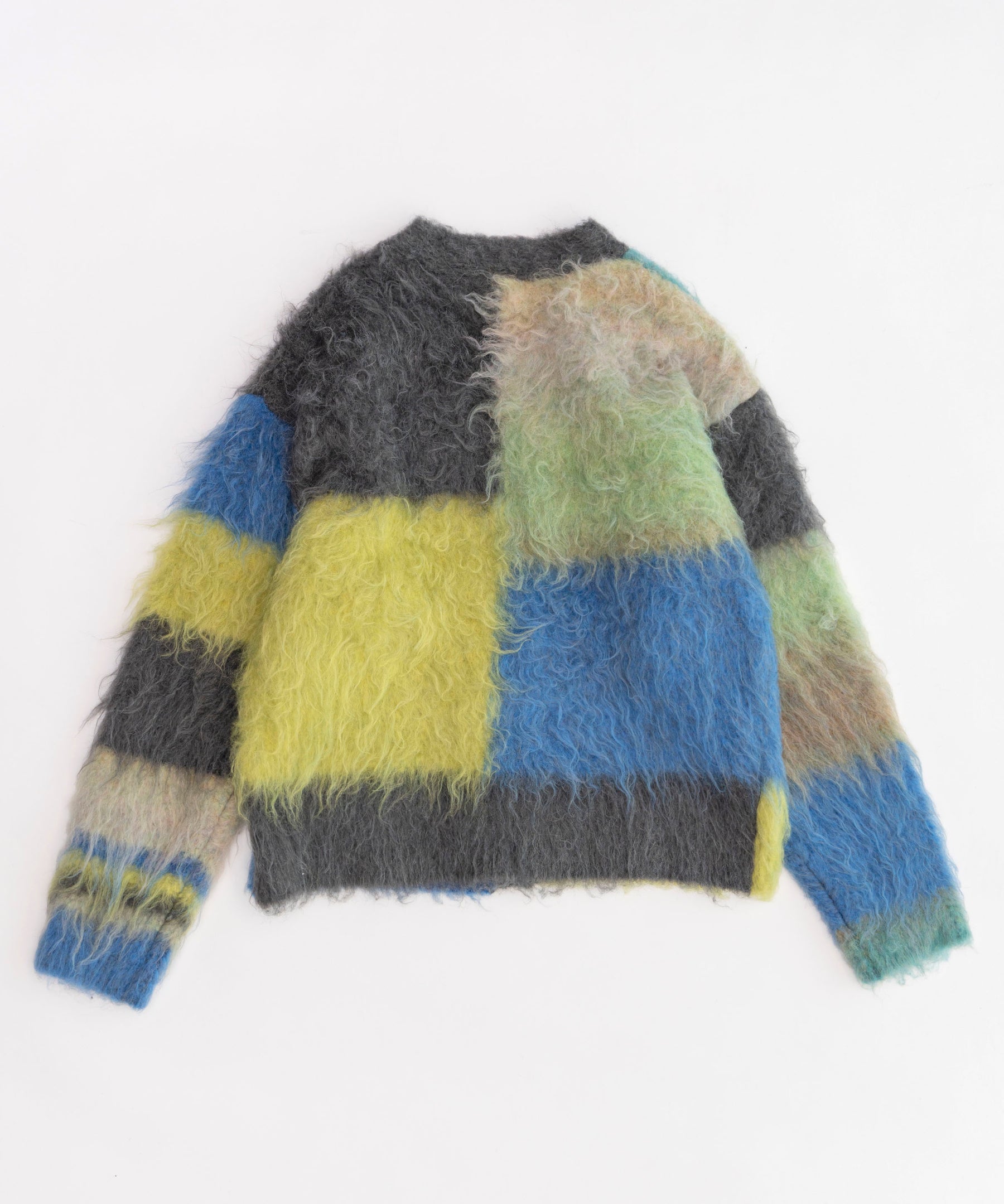 【SALE】Block Switching Shaggy Knit Cardigan