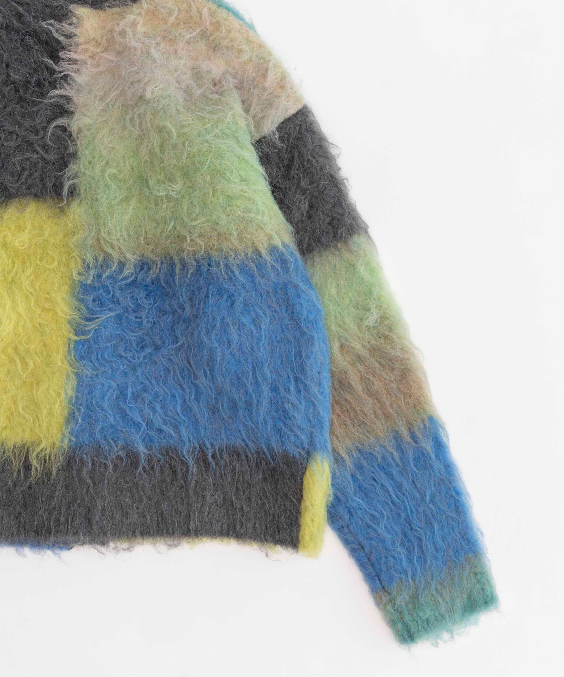 【SALE】Block Switching Shaggy Knit Cardigan