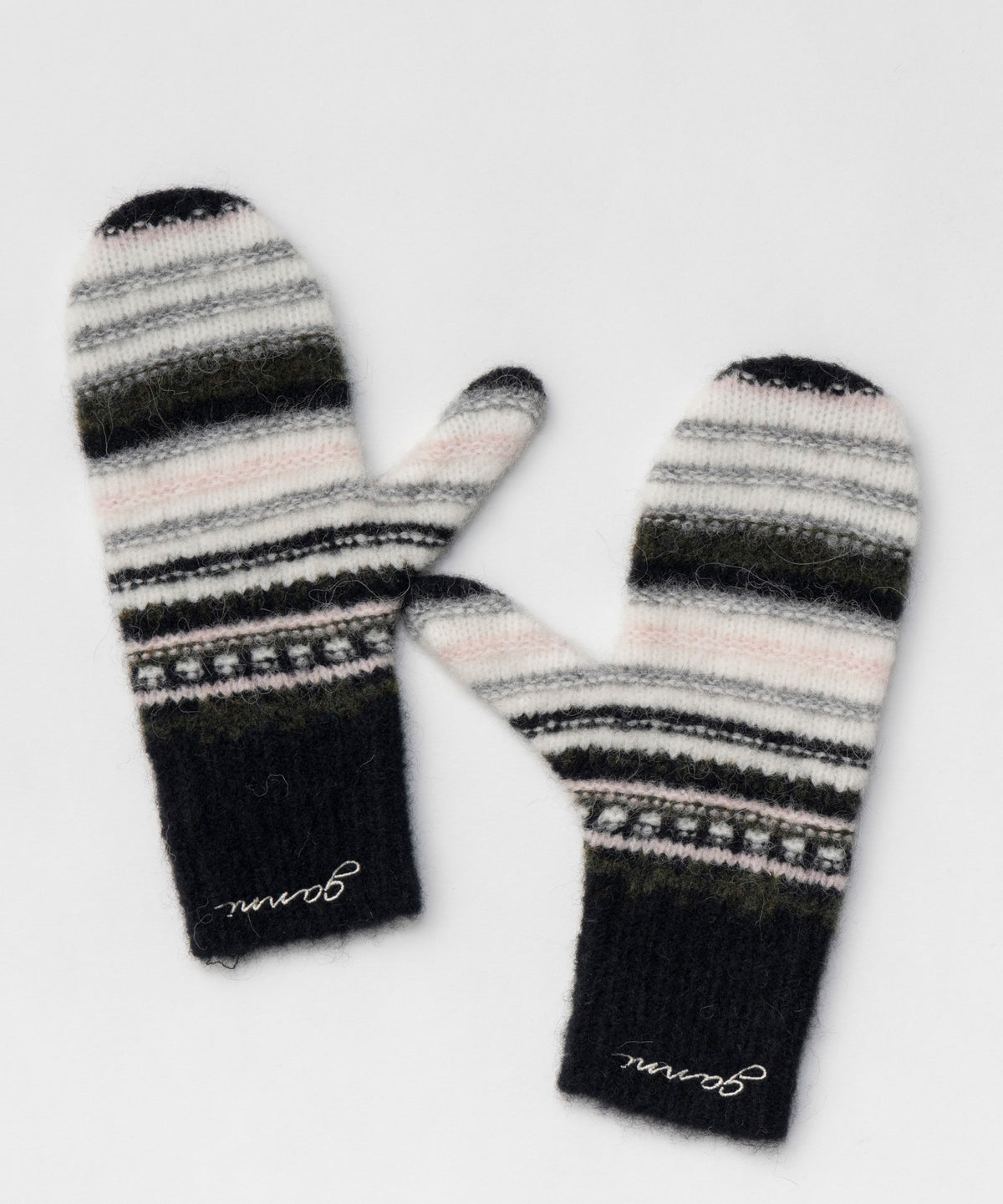 【GANNI】Striped Soft Wool Mittens