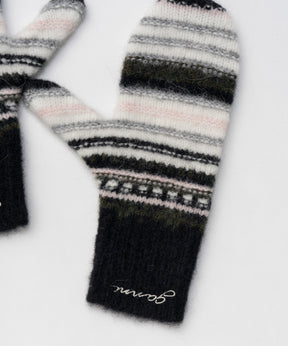 【GANNI】Striped Soft Wool Mittens