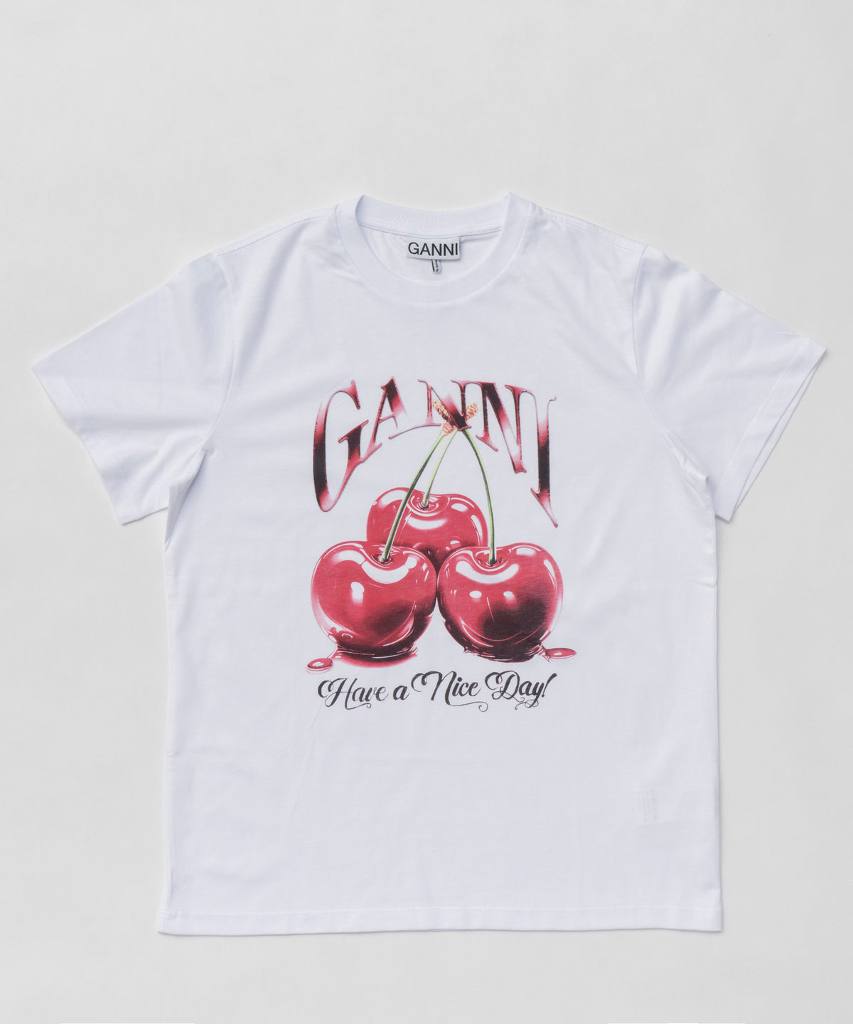 【GANNI】Basic Jersey Cherry Relaxed T-shirt