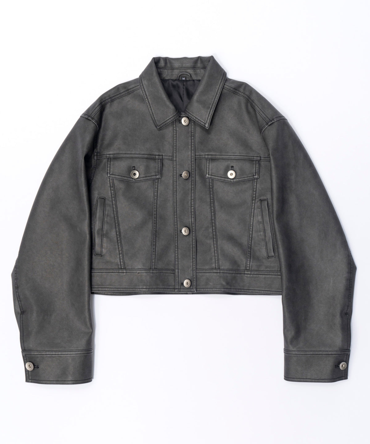 Washed Vegan Leather Short Length Blouson