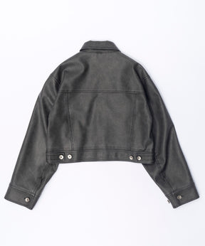 Washed Vegan Leather Short Length Blouson