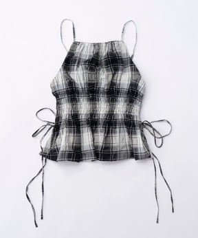 Checked Shirring Bustier