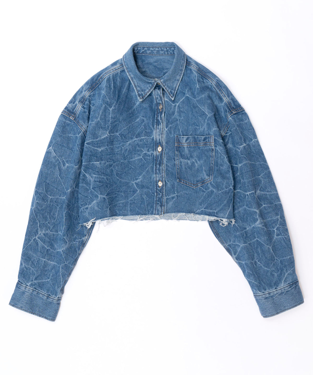 【SALE】Washer Denim Oversized Short Shirt