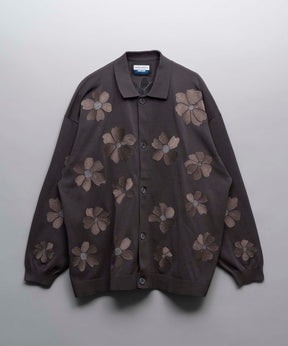 Prime-Over Flower Embroidery Long Sleeve Knit Shirt