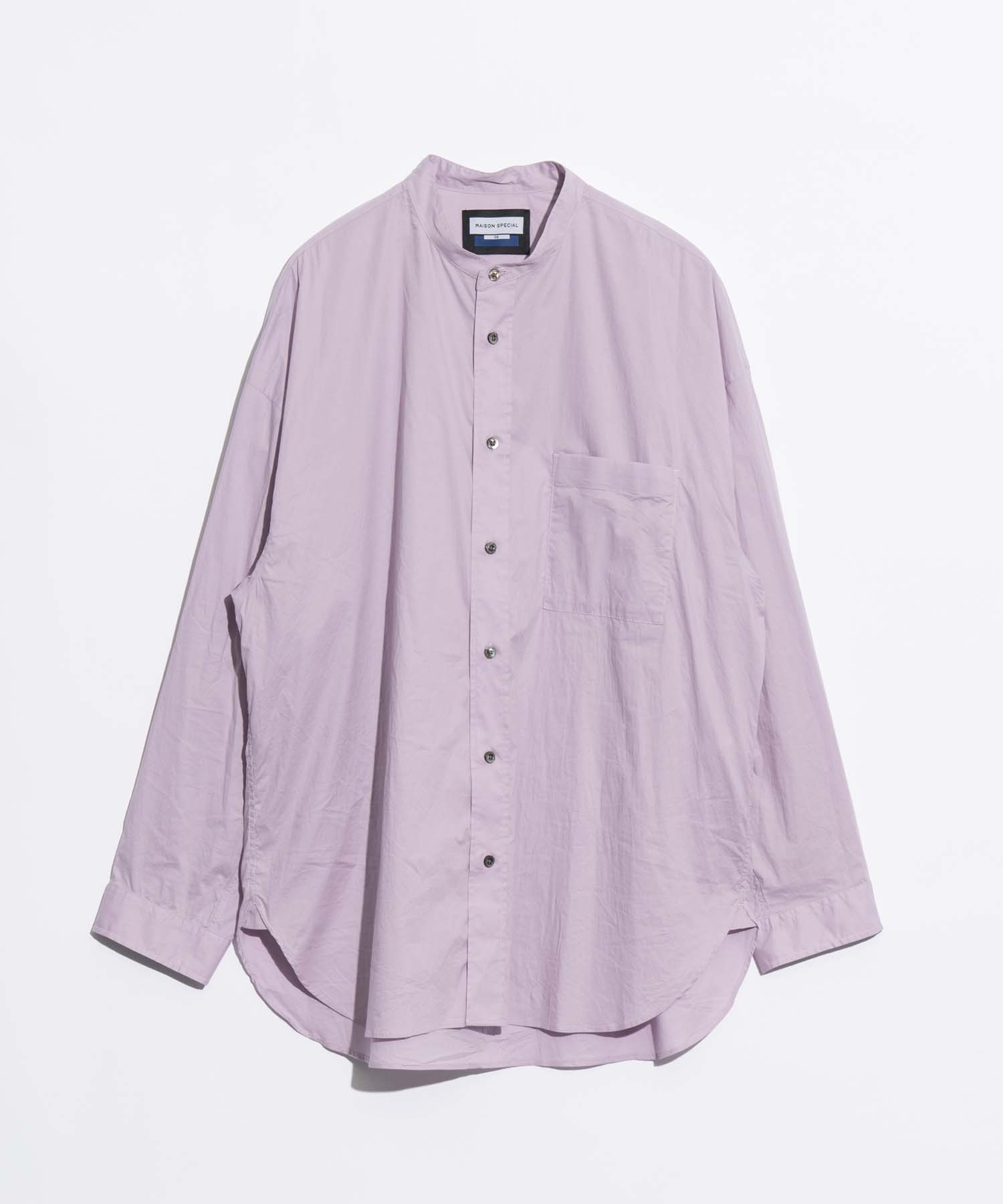 【Italian Dead Stock Fabric】Prime-Over Band Collar Shirt