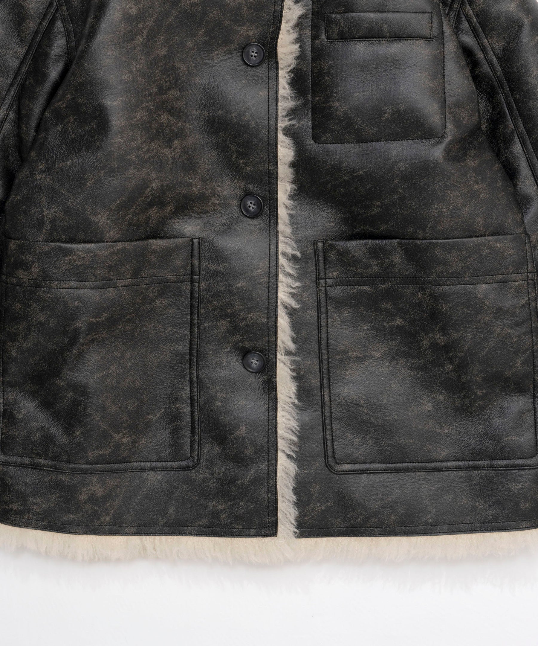 Reversible Vegan Leather Mouton Blouson