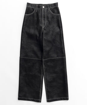 Vegan Leather Wide Straight Pants