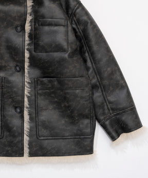 Reversible Vegan Leather Mouton Blouson