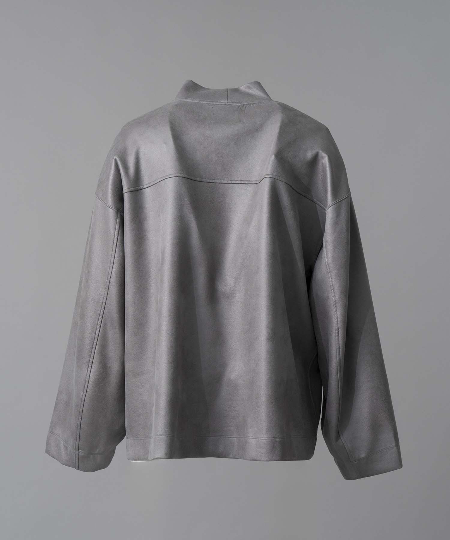 Leather-Like Prime-Over Mock Neck Pullover