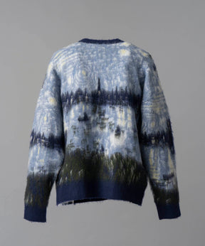 Prime-Over Landscape Painting Crew Neck Knit Pullover