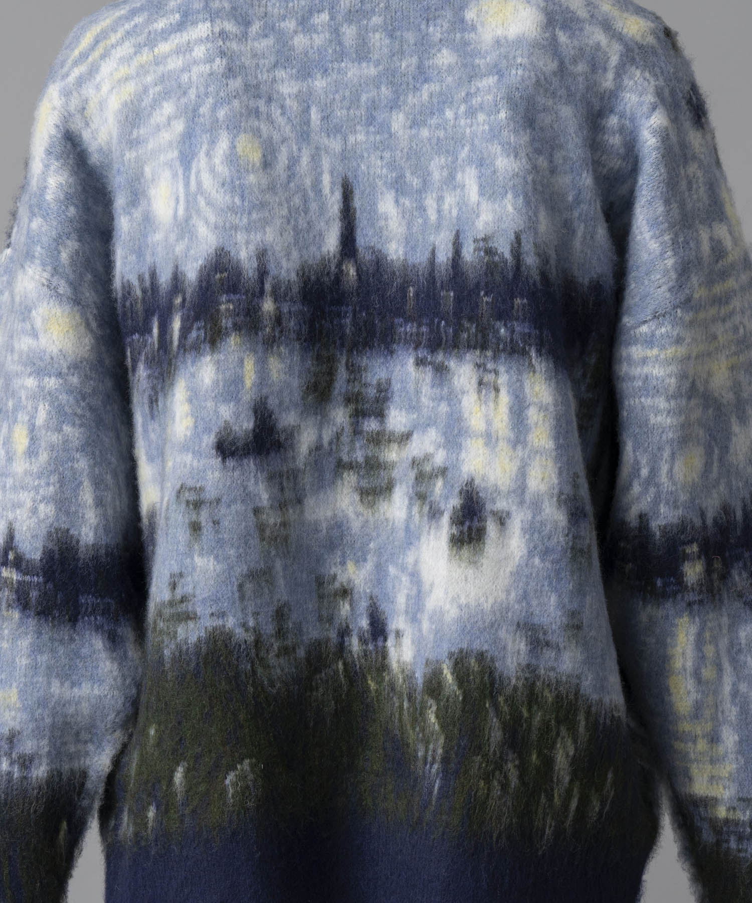 Prime-Over Landscape Painting Crew Neck Knit Pullover